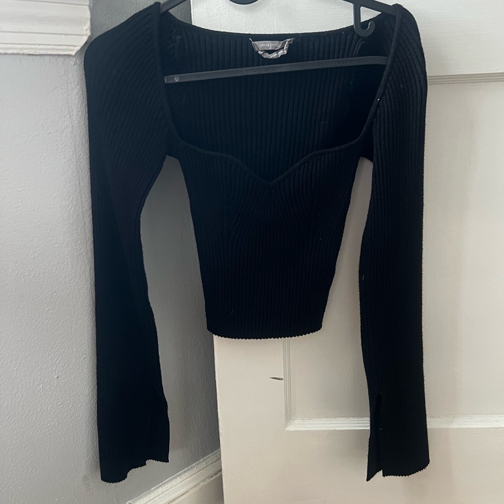 Urban Outfitters Black Long Sleeve Ribbed Top